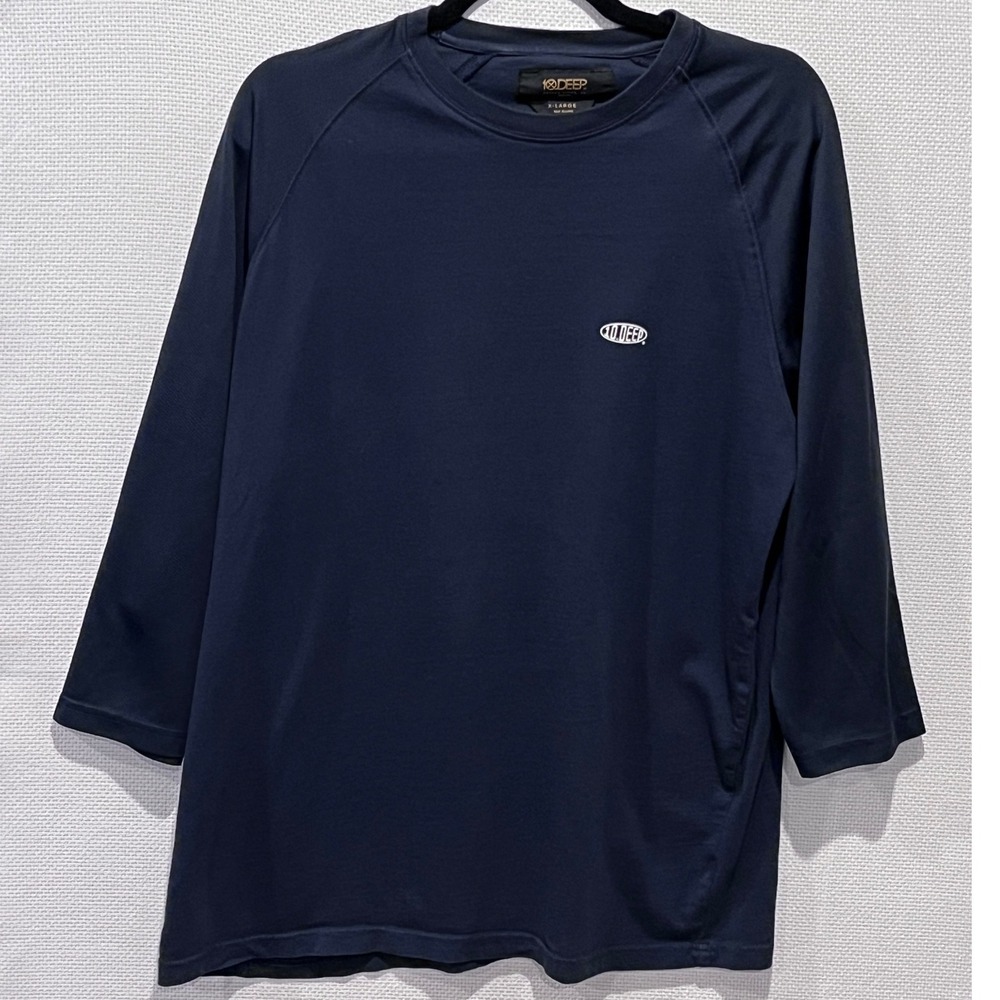 10 Deep Mens Navy Blue Raglan Sleeve Crew‎ Neck Baseball T Shirt X Large